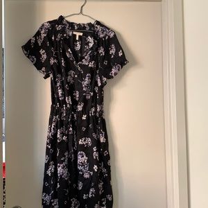 Silk floral print dress with elastic tie waist Rebecca Taylor size 6